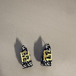 Black and White Earrings with Gold Accent